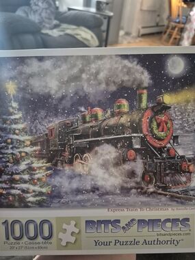 Bits and Pieces "Express Train to Christmas" 1000-Piece Puzzle - Red & Green